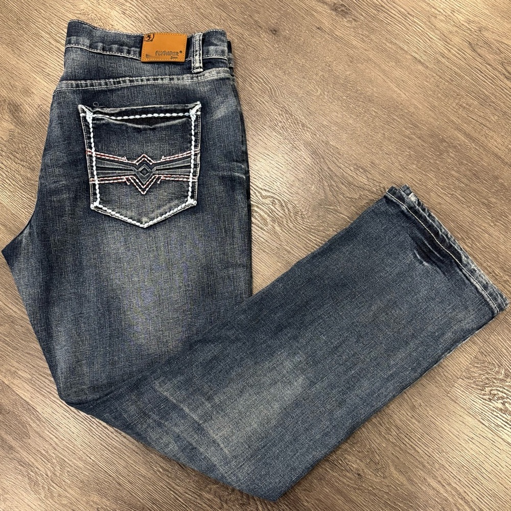 Y2K Flypaper Embroidered Jeans Dark Wash, 36Wx32L